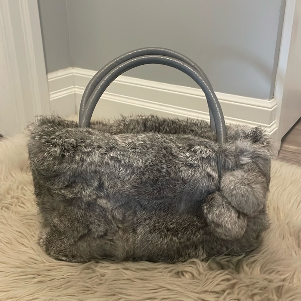 Genuine rabbit hair purse